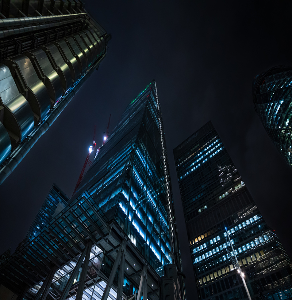 London from below at night