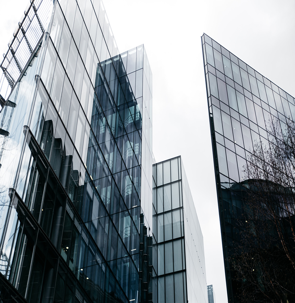 Modern buildings looking up 